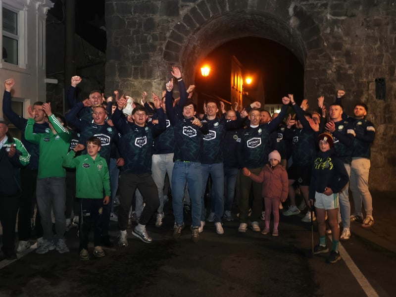 The Kilmallock team celebrating winning the Limerick SHC title against Na Piarsaigh