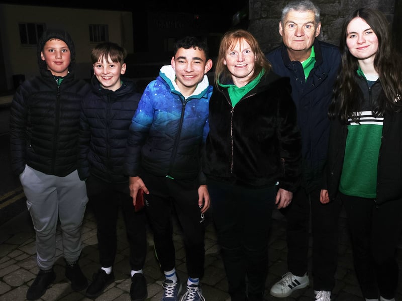 Joshua Fletcher, Rosa O'Leary, Shane and Christine Murphy with Noel and Poppy O'Flaherty waiting for the Kilmallock team at their homecoming celebration