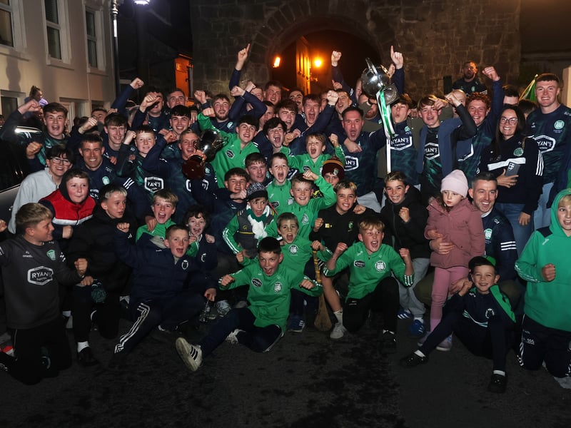 The Kilmallock team with supporters at the homecoming following their final victory