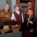 Rehearsing for the Omagh Players production of 'Boyd's Shop' are Trevor King as 'Andrew Boyd' Jack Gallagher as 'Andy' and Veronica McAfee as 'Miss McClure'. AN446526
