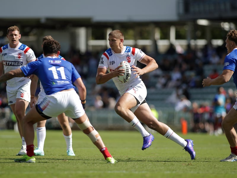 Warriors forward Sam Walters on the charge for England