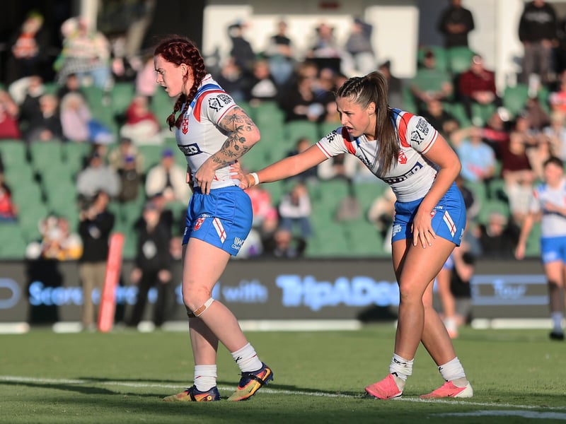 Warriors pair Eva Hunter (left) and Jenna Foubister (right) in action for England