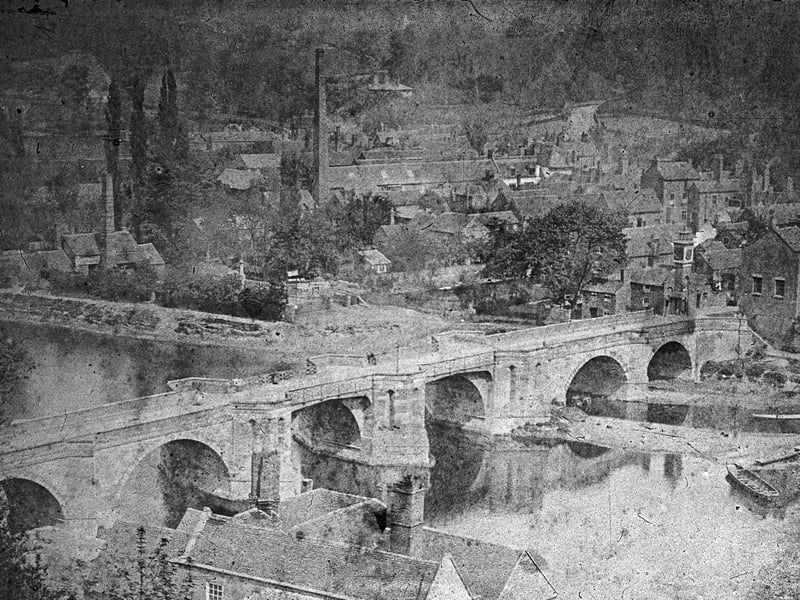 Another, more distant, view of Bridgnorth Bridge, including two foundries at the bottom of Doctor's Lane. According to the internet the current brick clock tower on the bridge was put up in November 1949, which replaced a clock tower which was erected in 1876, although there was a clock tower previous to that. The upshot is that if you can identify the clock tower you'll be able to narrow down the date. We'll guess 1870s.