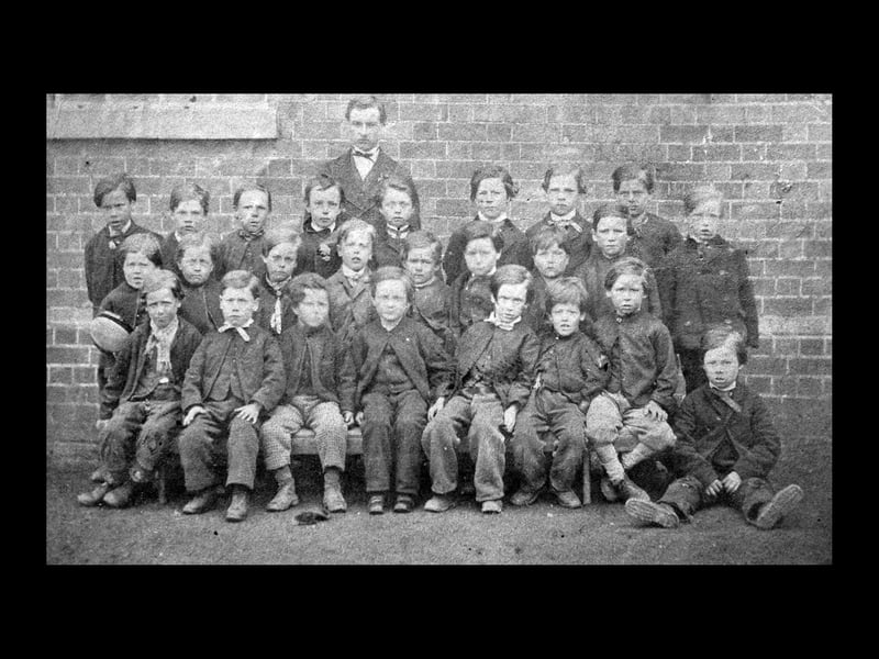 The lad on the far left of the front row is said to be the Rev Samuel Parkes Cadman, who would later emigrate to America where he became a famous preacher who pioneered the use of the then new medium of radio. He was born in 1864, which from his apparent age points to the photo being in the 1870s. Dave Barnett, who loaned this photo, thought this was the old school at Dawley Bank or Lawley Bank. But now look at the next photo...