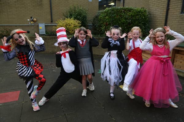 Year four pupils, Ariya, Clara, Ellie, Aibrean, Niamh and Clodagh enjoyed the halloween disco at St Conor's Primary School, Omagh. AN447326