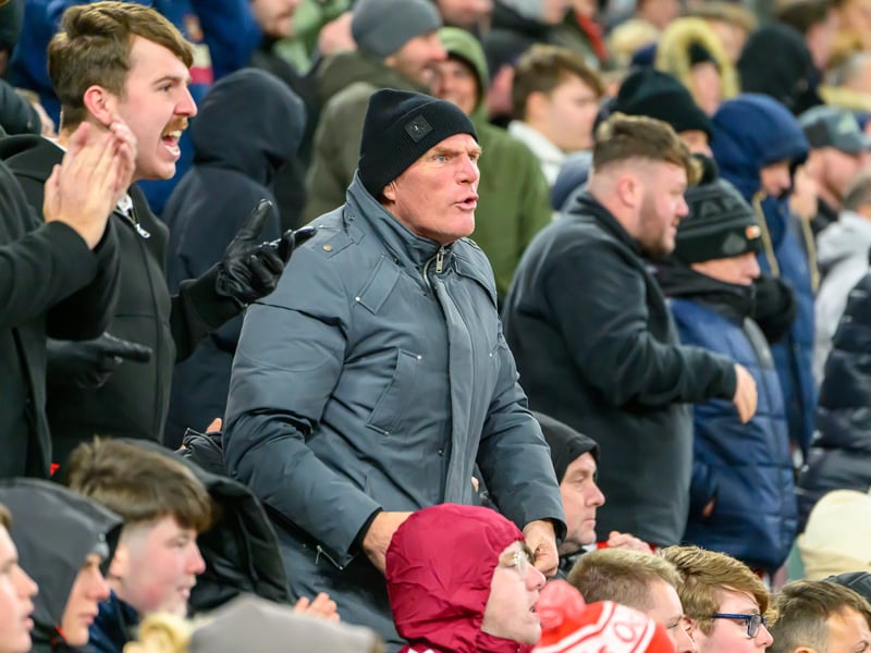 Sunderland fans in action at the Stadium of Light during the Premier League game against Leeds United. Photo by Chris Fryatt.