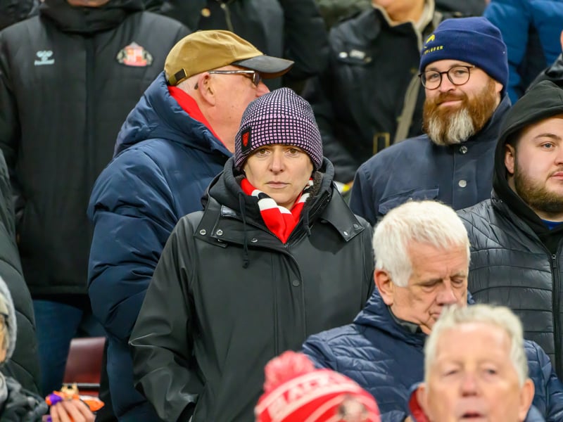 Sunderland fans in action at the Stadium of Light during the Premier League game against Leeds United. Photo by Chris Fryatt.