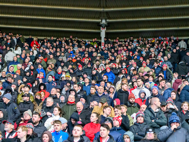 Sunderland fans in action at the Stadium of Light during the Premier League game against Leeds United. Photo by Chris Fryatt.