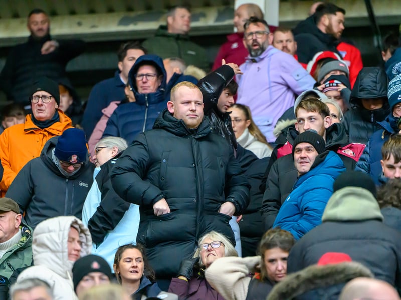 Sunderland fans in action at the Stadium of Light during the Premier League game against Leeds United. Photo by Chris Fryatt.