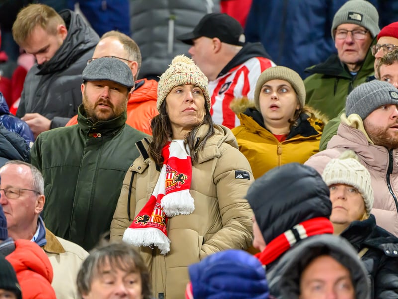 Sunderland fans in action at the Stadium of Light during the Premier League game against Leeds United. Photo by Chris Fryatt.