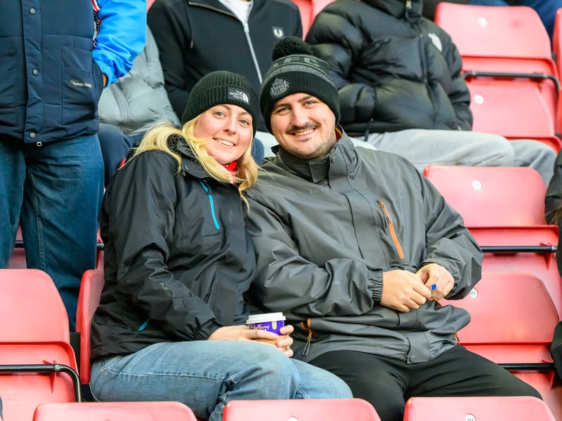 Sunderland fans in action at the Stadium of Light during the Premier League game against Leeds United. Photo by Chris Fryatt.