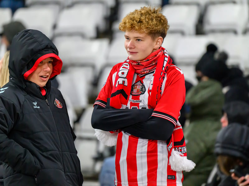 Sunderland fans in action at the Stadium of Light during the Premier League game against Leeds United. Photo by Chris Fryatt.