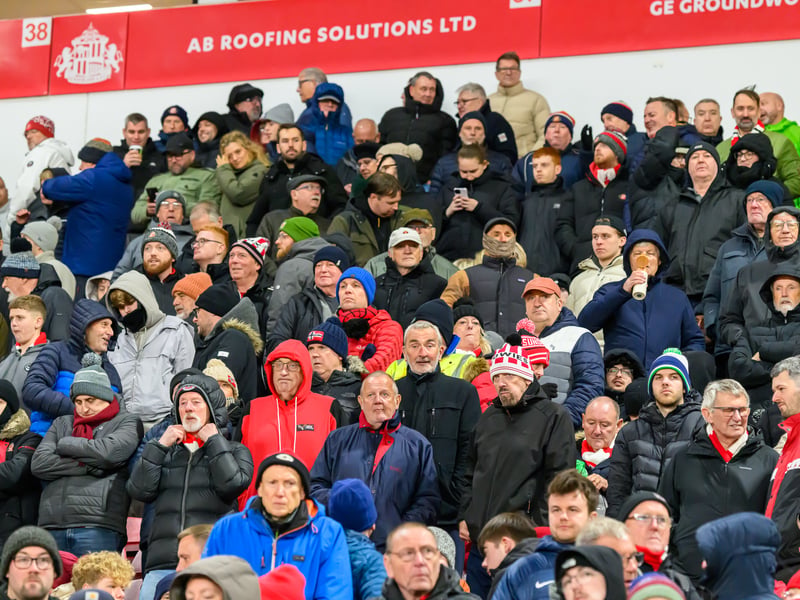 Sunderland fans in action at the Stadium of Light during the Premier League game against Leeds United. Photo by Chris Fryatt.
