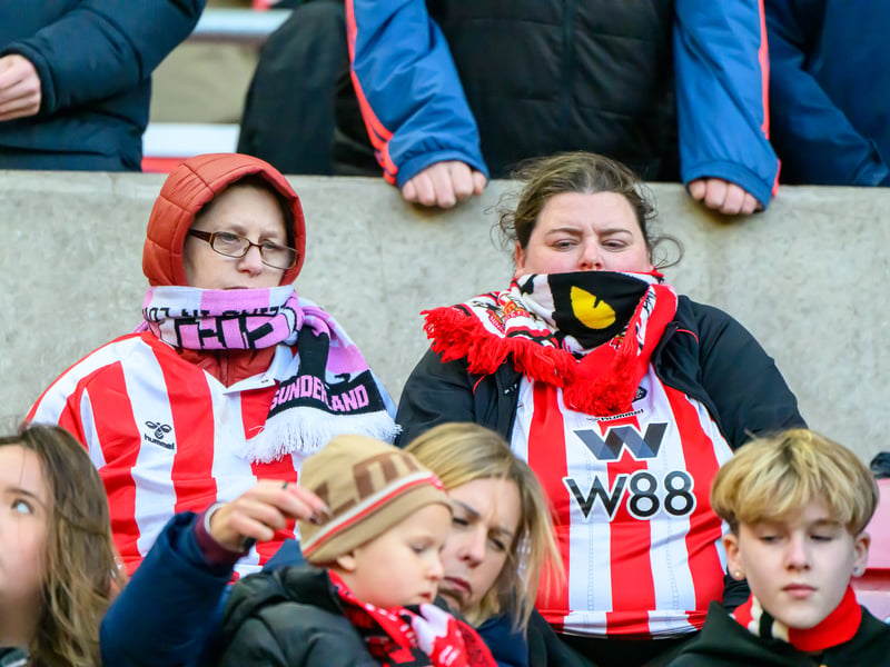 Sunderland fans in action at the Stadium of Light during the Premier League game against Leeds United. Photo by Chris Fryatt.