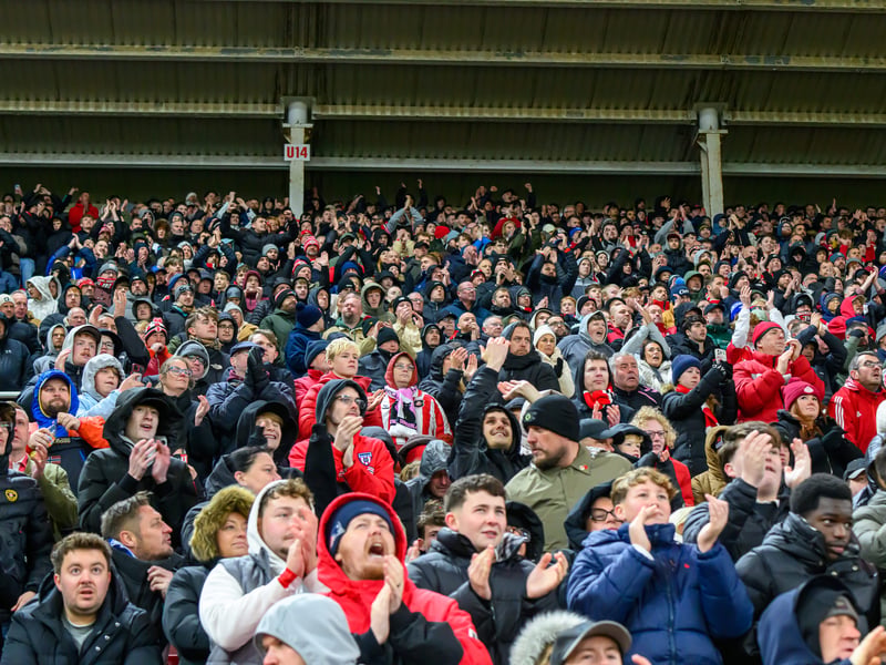 Sunderland fans in action at the Stadium of Light during the Premier League game against Leeds United. Photo by Chris Fryatt.