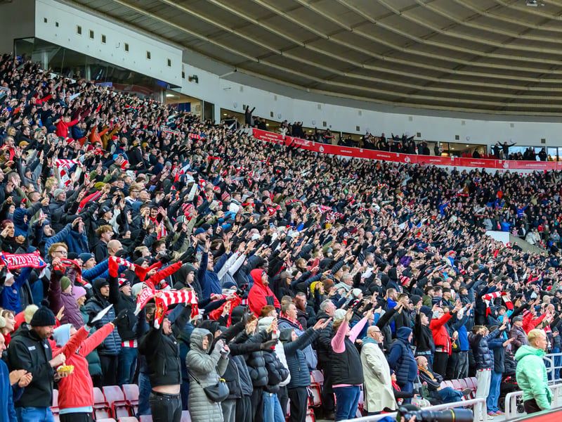 Sunderland fans in action at the Stadium of Light during the Premier League game against Leeds United. Photo by Chris Fryatt.