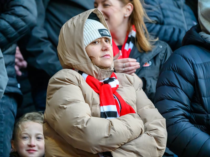 Sunderland fans in action at the Stadium of Light during the Premier League game against Leeds United. Photo by Chris Fryatt.