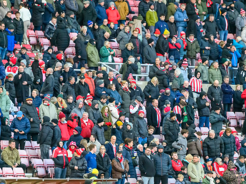 Sunderland fans in action at the Stadium of Light during the Premier League game against Leeds United. Photo by Chris Fryatt.