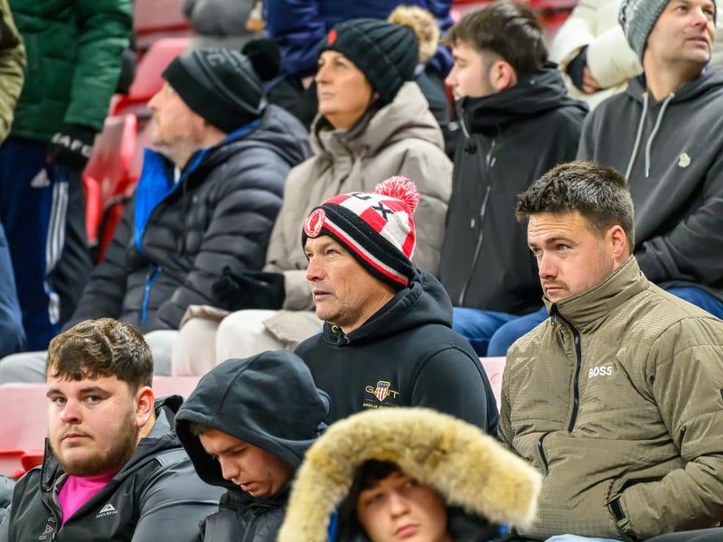 Sunderland fans in action at the Stadium of Light during the Premier League game against Leeds United. Photo by Chris Fryatt.