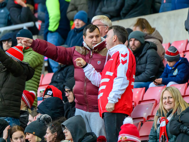 Sunderland fans in action at the Stadium of Light during the Premier League game against Leeds United. Photo by Chris Fryatt.