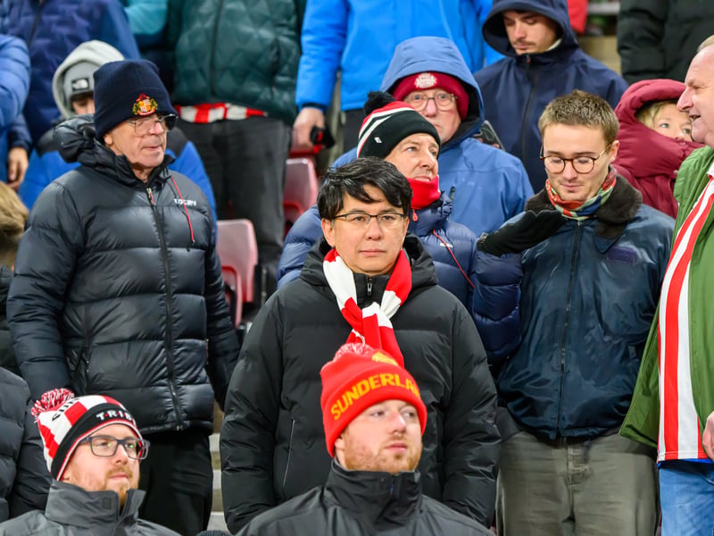 Sunderland fans in action at the Stadium of Light during the Premier League game against Leeds United. Photo by Chris Fryatt.
