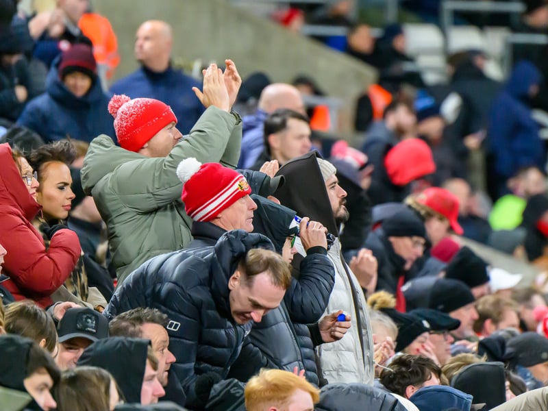Sunderland fans in action at the Stadium of Light during the Premier League game against Leeds United. Photo by Chris Fryatt.