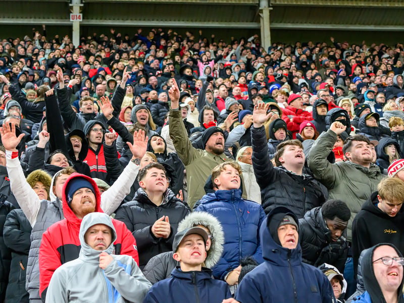 Sunderland fans in action at the Stadium of Light during the Premier League game against Leeds United. Photo by Chris Fryatt.