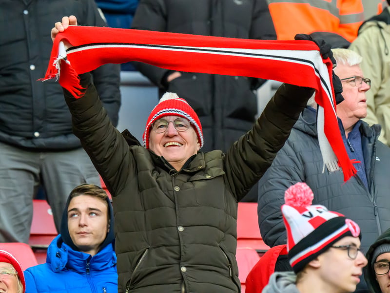 Sunderland fans in action at the Stadium of Light during the Premier League game against Leeds United. Photo by Chris Fryatt.