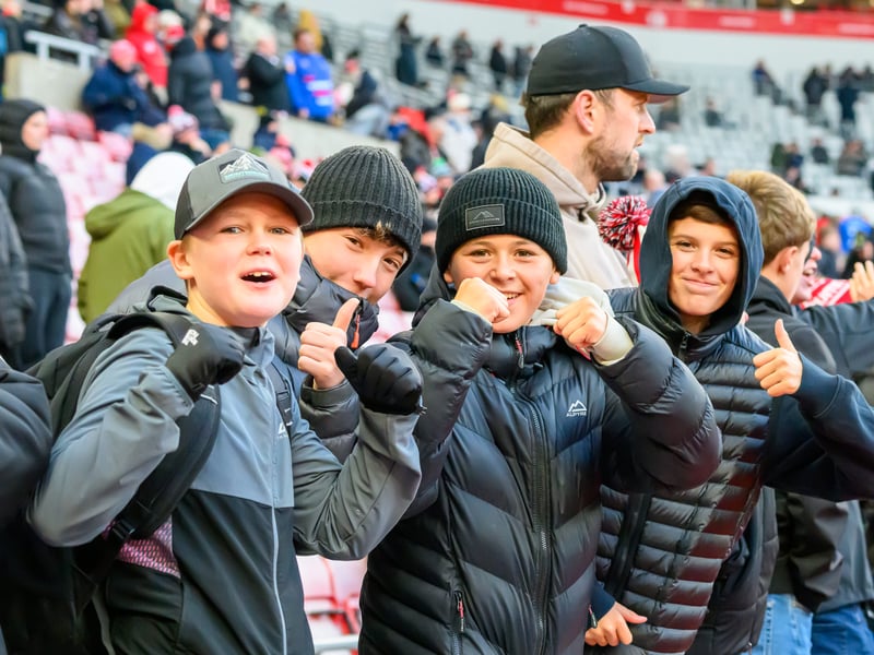 Sunderland fans in action at the Stadium of Light during the Premier League game against Leeds United. Photo by Chris Fryatt.