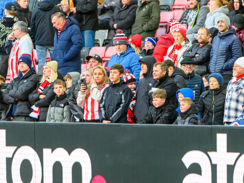 Sunderland fans in action at the Stadium of Light during the Premier League game against Leeds United. Photo by Chris Fryatt.
