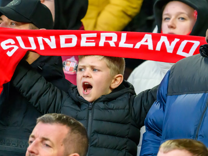 Sunderland fans in action at the Stadium of Light during the Premier League game against Leeds United. Photo by Chris Fryatt.