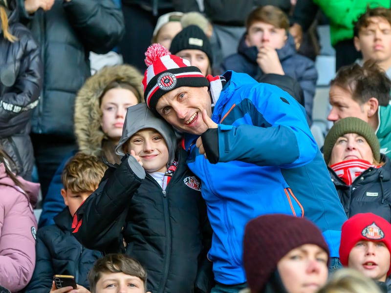 Sunderland fans in action at the Stadium of Light during the Premier League game against Leeds United. Photo by Chris Fryatt.