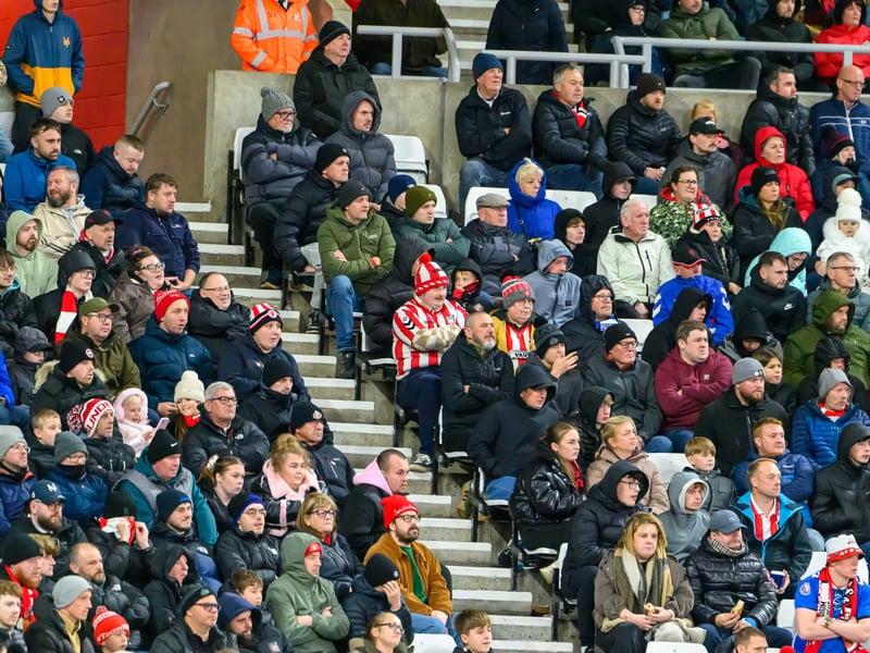 Sunderland fans in action at the Stadium of Light during the Premier League game against Leeds United. Photo by Chris Fryatt.