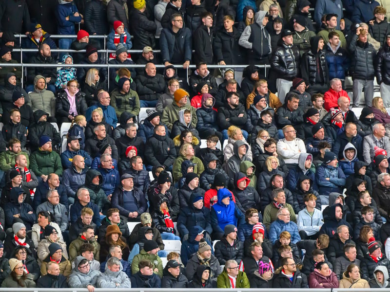 Sunderland fans in action at the Stadium of Light during the Premier League game against Leeds United. Photo by Chris Fryatt.