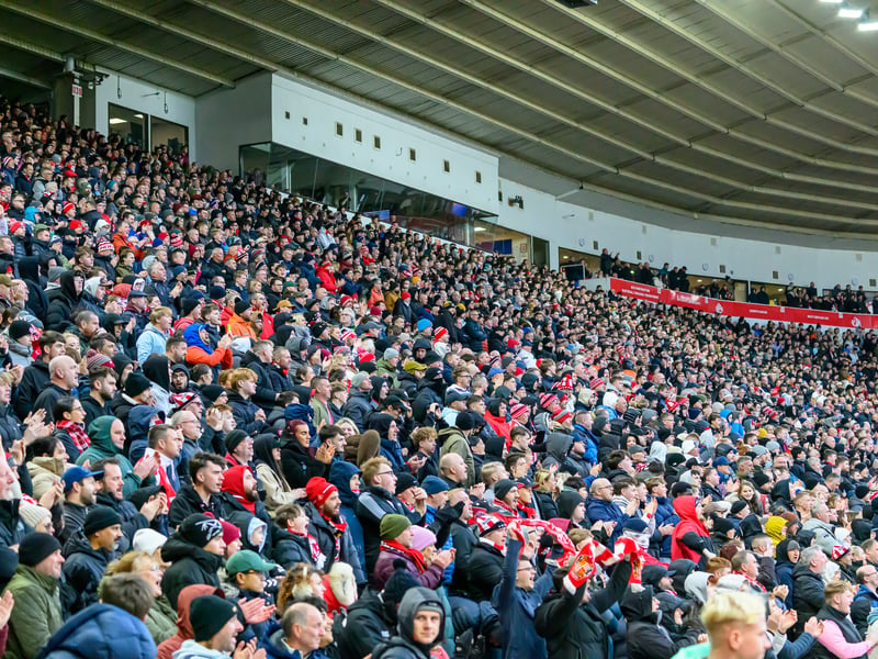 Sunderland fans in action at the Stadium of Light during the Premier League game against Leeds United. Photo by Chris Fryatt.