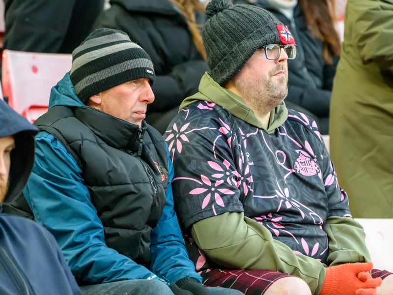 Sunderland fans in action at the Stadium of Light during the Premier League game against Leeds United. Photo by Chris Fryatt.