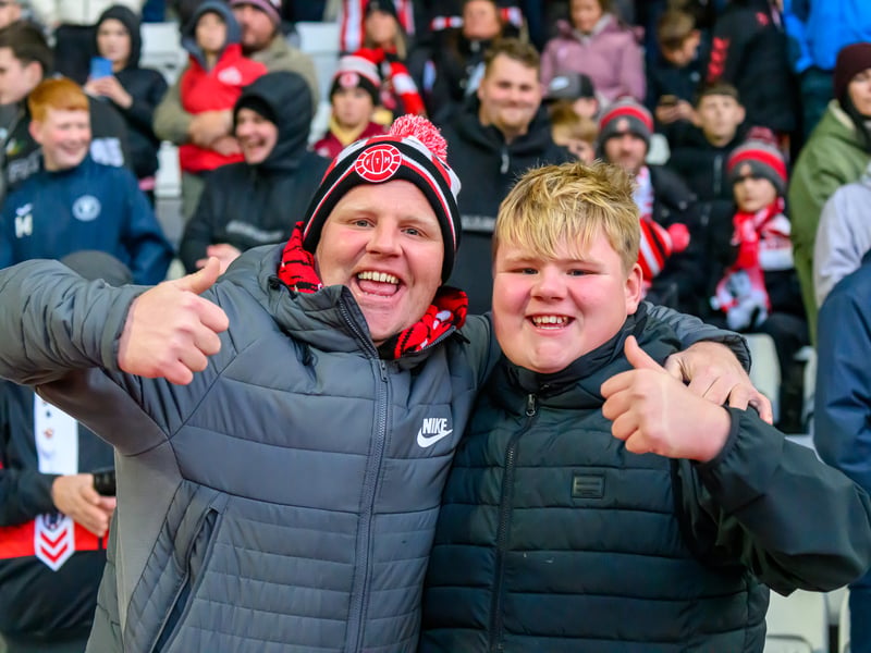 Sunderland fans in action at the Stadium of Light during the Premier League game against Leeds United. Photo by Chris Fryatt.