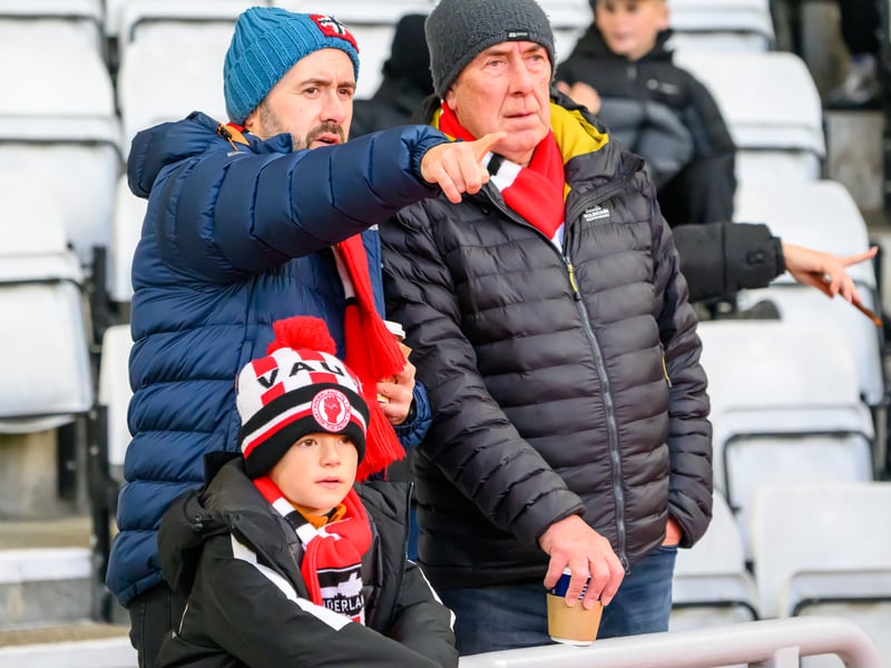 Sunderland fans in action at the Stadium of Light during the Premier League game against Leeds United. Photo by Chris Fryatt.