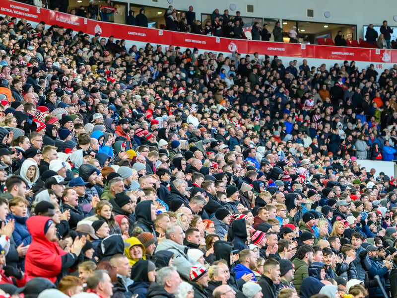Sunderland fans in action at the Stadium of Light during the Premier League game against Leeds United. Photo by Chris Fryatt.