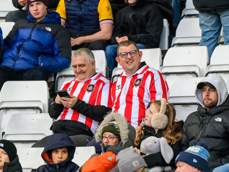 Sunderland fans in action at the Stadium of Light during the Premier League game against Leeds United. Photo by Chris Fryatt.