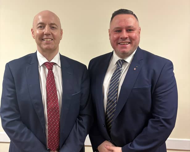  Ian Irwin, right, with Ulster Unionist Party Leader Jon Burrows MLA. SU6244CD26