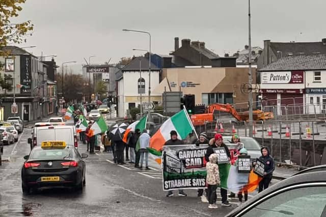 A white line protest took place in Strabane on Saturday against the UK Town of Culture bid.