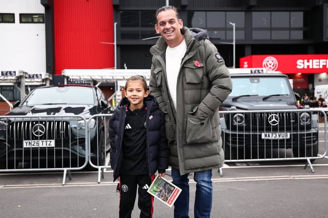 Sheffield United fans pictured showing their support ahead of Derby County clash