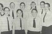 Pupils from St Joseph's Donaghmore, who were successful in winning the SELB section in mathematics. In the back row are, Sinead McDonald, Aoife McHugh, Sarah McGrath, Leanne Harte and Kathleen McIntosh. In the front row are Sheena Kelly, Katie Gallagher, Michaelene Hughes and Louise Nugent.