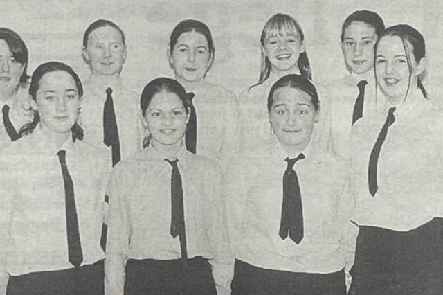 Pupils from St Joseph's Donaghmore, who were successful in winning the SELB section in Mathematics. In the back row are Sinead McDonald, Aoife McHugh, Sarah McGrath, Leanne Harte and Kathleen McIntosh. In the front row are Sheena Kelly, Katie Gallagher, Michaelene Hughes and Louise Nugent.
