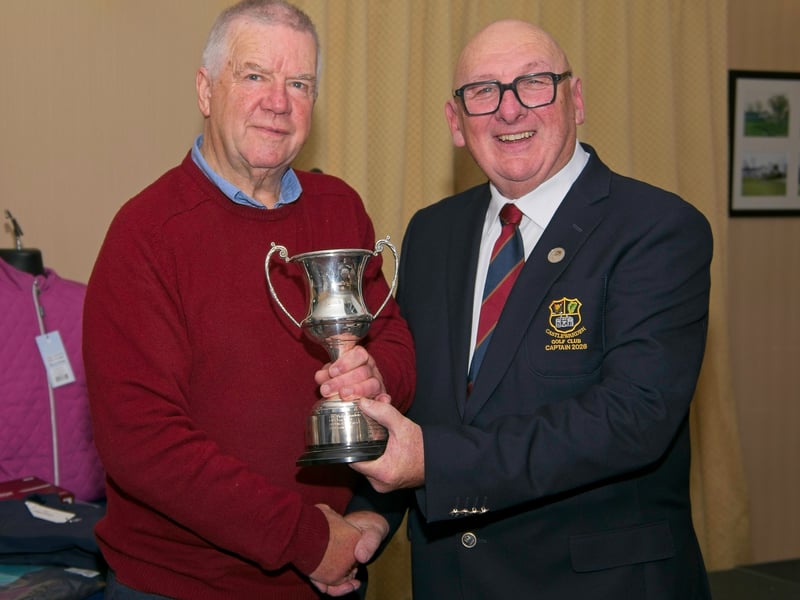 Castlewarden Golf Club Minor Scratch Cup winner 2026, Noel Kennedy with Captain Tom Morris-Gormley