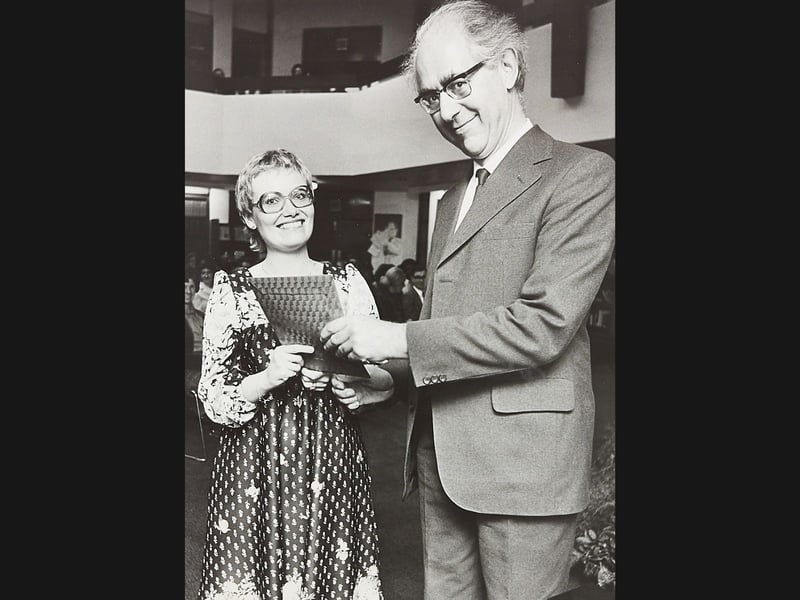 Student nurse Jennifer Simmill receives the Outstanding Student of the Year award from Mr Peter Tredrea, chairman of the Wolverhampton Area Health Authority, at the Wolverhampton School of Nursing's annual prizegiving in September 1982. Chosen from more than 70 trainees across the school, the 28-year-old from Gnosall was recognised for her exceptional dedication during ceremonies hosted at the New Cross Medical Centre, Wolverhampton. Did you train at the Wolverhampton School of Nursing or attend prizegiving ceremonies at New Cross back in the 1980s?