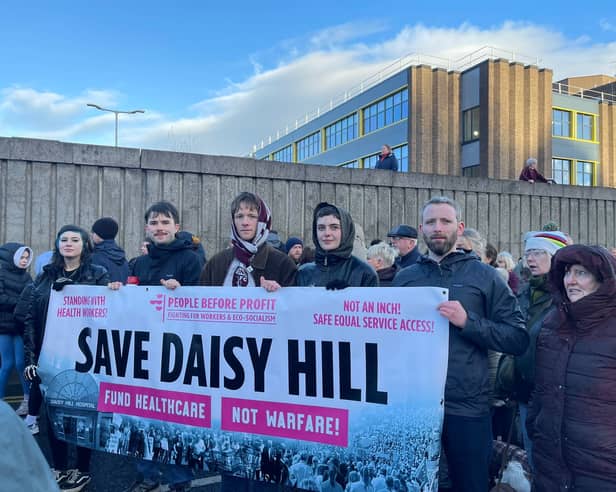 Members of People before profit attend Sunday's protest meeting 