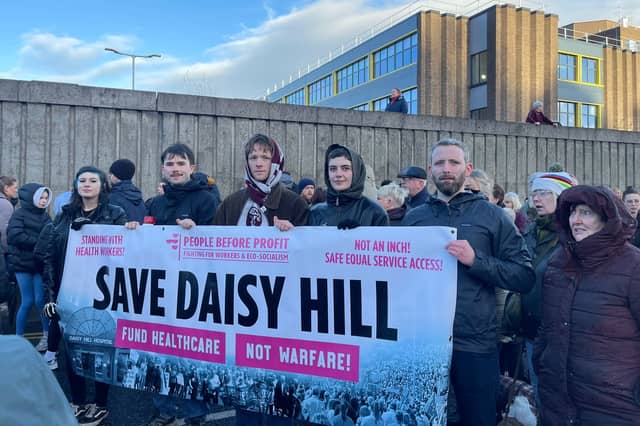Members of People before profit attend Sunday's protest meeting