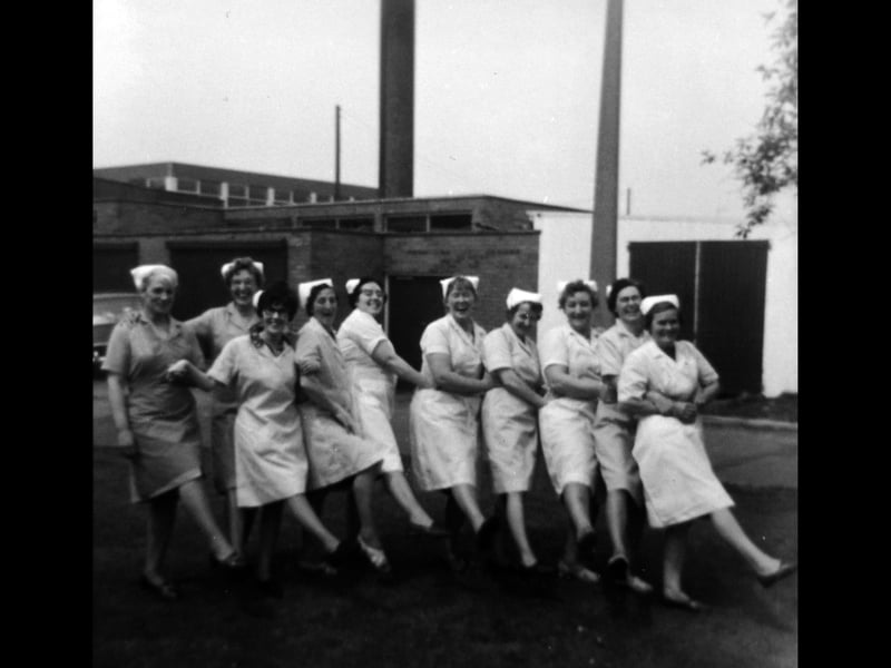 And here they are in their dinner ladies' uniforms. The date is uncertain but the picture was taken in the pre-Phoenix days.